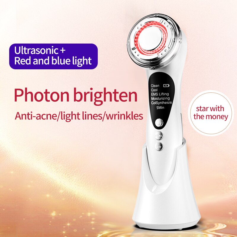 High Frequency Facial Mesotherapy RF Radio Frequency Hot Cold LED Photon Face Lifting Tighten Wrinkle Removal Face Massager