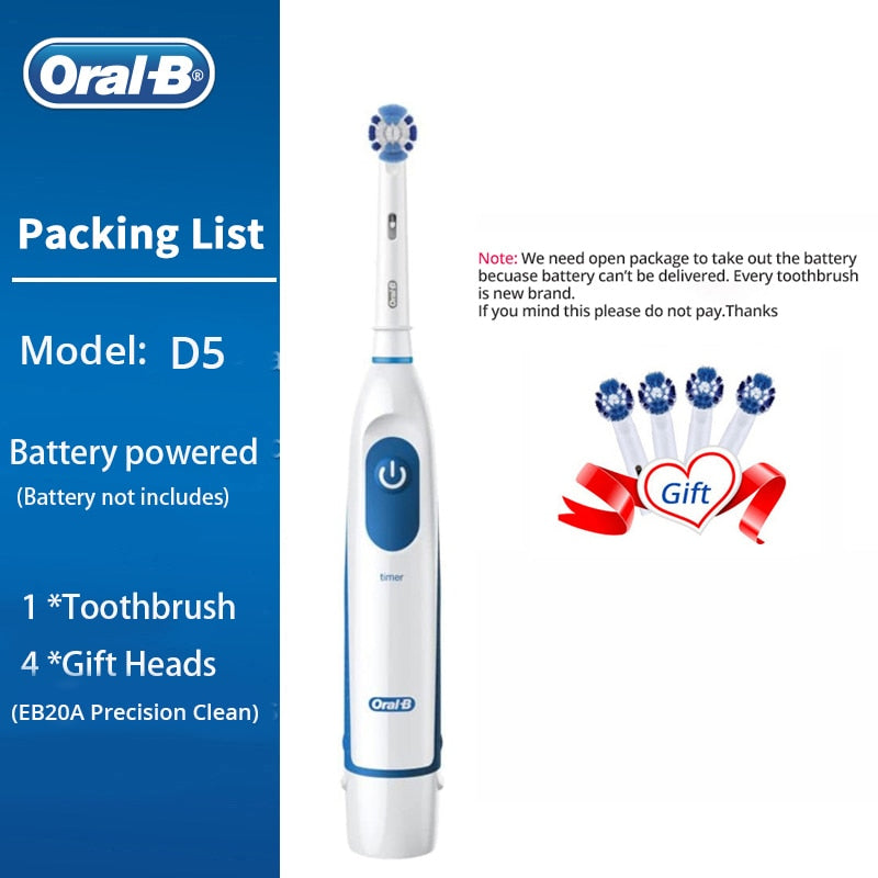 Oral B escova de dentes elétrica rotação dentes limpos escova de dentes adulto DB4010 escova de dentes elétrica com 4 cabeças de reposição extras