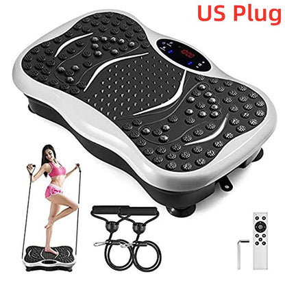 Vibration Platform Plate Whole Body Massager Machine With Resistance Bands &amp; Remote Control for Fat Burning, Weight Loss