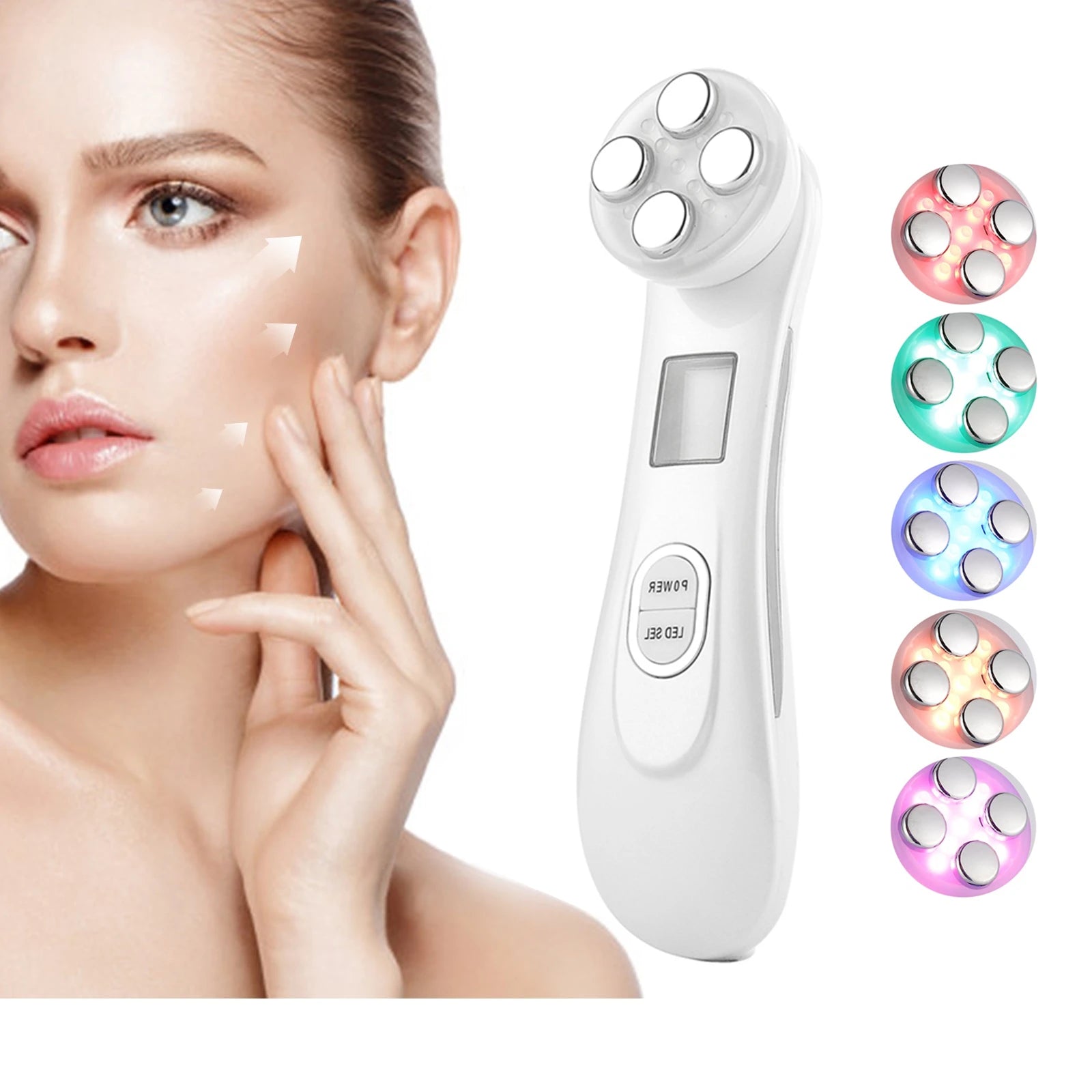 Multi-functional device for skin care and facial beauty, featuring RF, EMS, and LED technologies.