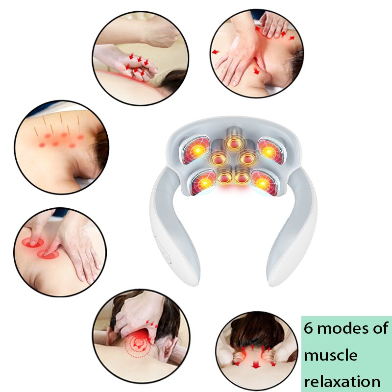 Massageador de pescoço portátil, massageador inteligente com dezenas de equipamentos de enfermagem para terapia de pulso para aliviar a dor no pescoço e nos ombros, cuidados de saúde