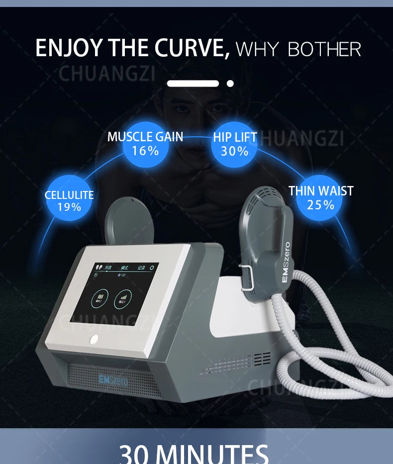 RF14 EMS machine: Enhance muscle gain, hip lift, and cellulite reduction with stunning results.