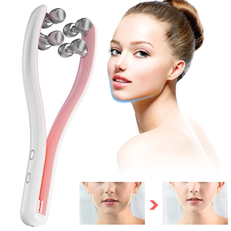 EMS Face Lifting Roller RF Double Chin V Face Shaped Facial Massager Thin Slimming Facial Lift Up Skin Care Anti Wrinkle Tool