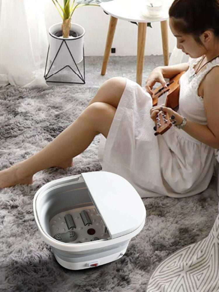 Anti-dry Burning Foot Bath Bucket Red Light Bubble Surfing Household Portable Foot Basin Folding Foot Bath Foot Spa Machine