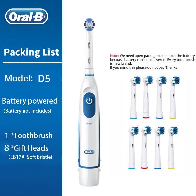 Oral B escova de dentes elétrica rotação dentes limpos escova de dentes adulto DB4010 escova de dentes elétrica com 4 cabeças de reposição extras