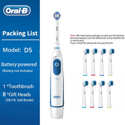 Oral B escova de dentes elétrica rotação dentes limpos escova de dentes adulto DB4010 escova de dentes elétrica com 4 cabeças de reposição extras