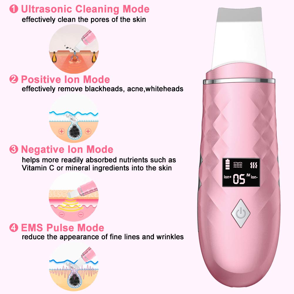 Ultrasonic  Cleaner Face Scrubber  Ems Ionic Massager For Face Peeling  Lifting Microcurrents for  Skin Care Spatula