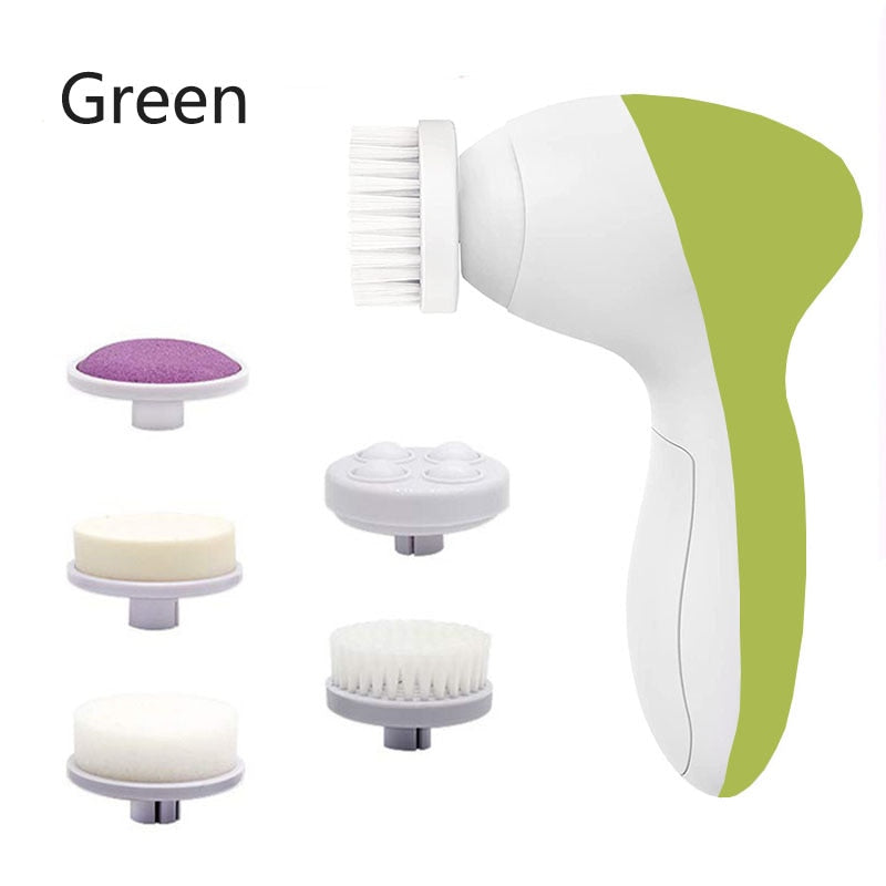 5 in 1 Electric Facial Cleanser Wash Face Cleaning Machine Skin Pore Cleaner Body Cleansing Massage Mini Beauty Massager Brush