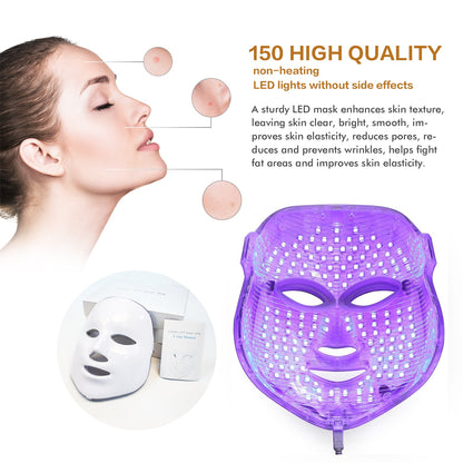 Rechargeable Facial LED Mask 7 Colors LED Photon Therapy Beauty Mask Skin Rejuvenation Home Face Lifting Whitening Beauty Device