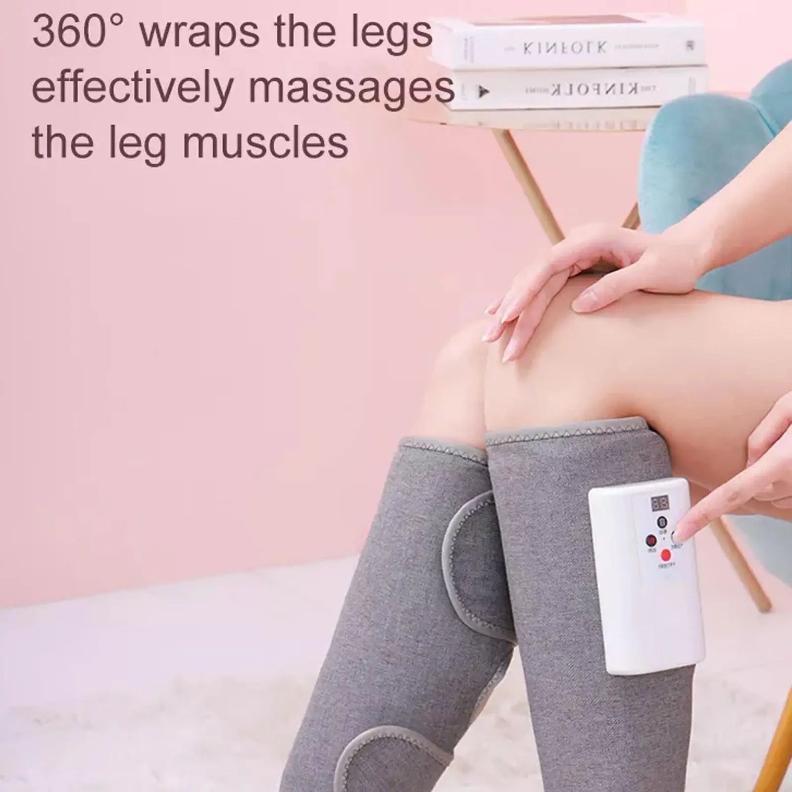 Effortlessly massage legs with 3609's wrap, targeting muscles for effective relief.