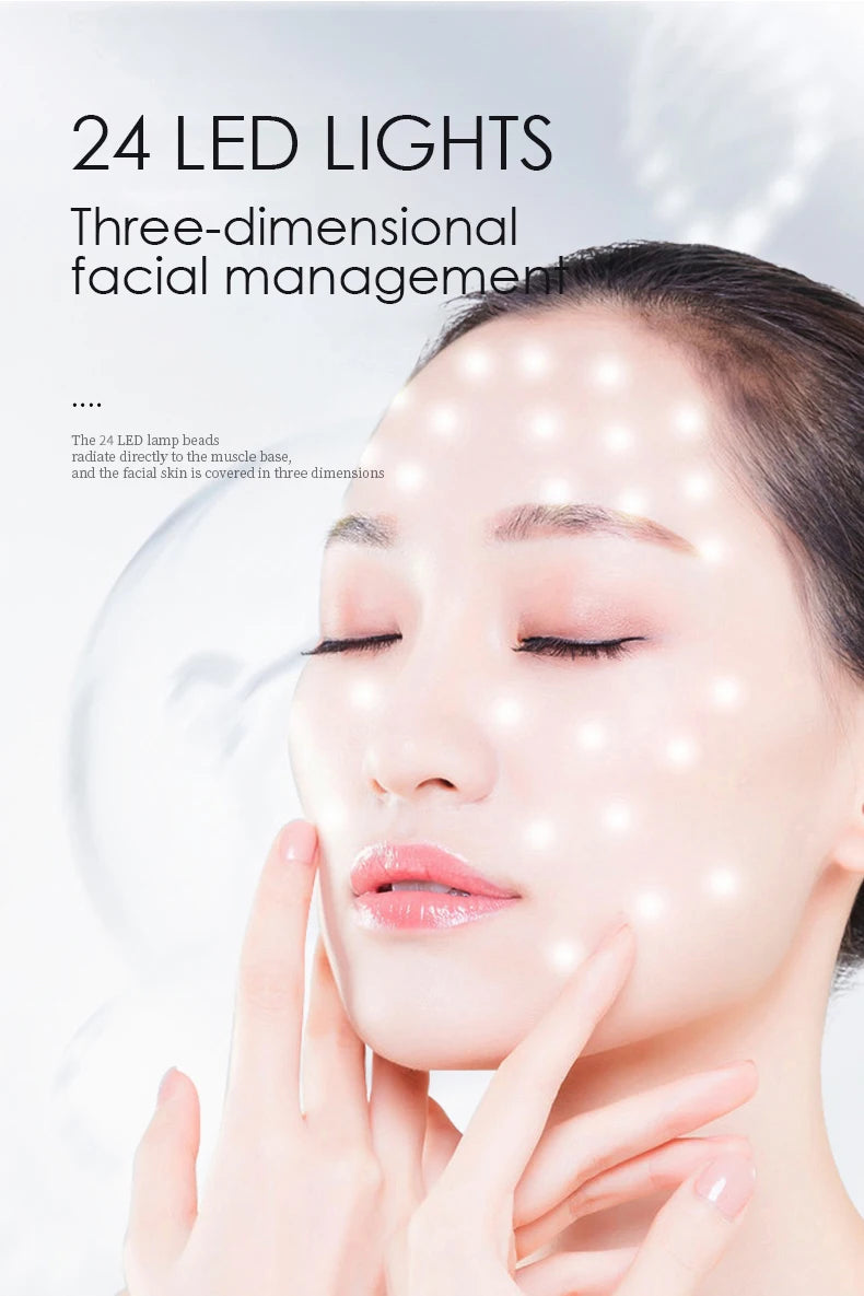 24 LED lights provide deep penetration and rejuvenation for comprehensive facial care.