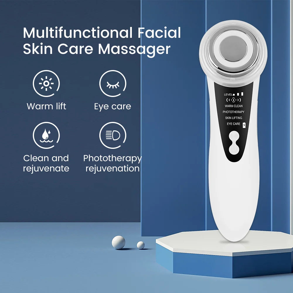 Mesotherapy facial lift device with multiple functions for tightened, lifted, and rejuvenated skin.