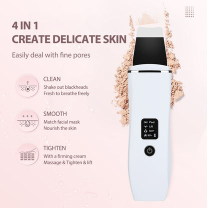 Máquina de Peeling Ultrassônico Visor LCD EMS Íon Negativo Íon Negativo Máscara de Exportação Levantamento Refirmante Limpeza Facial Esfregão