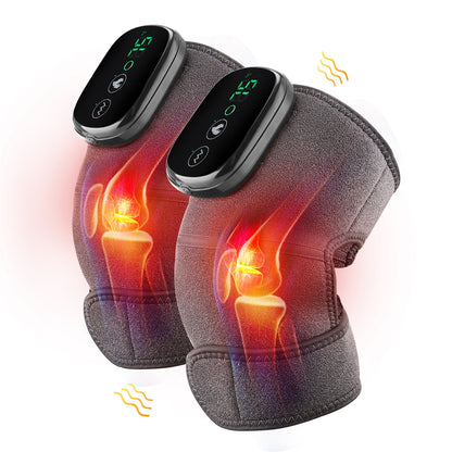 1Pair Heating Knee Massager Vibration Thermal Therapy For Knee Shoulder Arthritis Massage Joint Pain Relief Warm Wrap Knee Brace