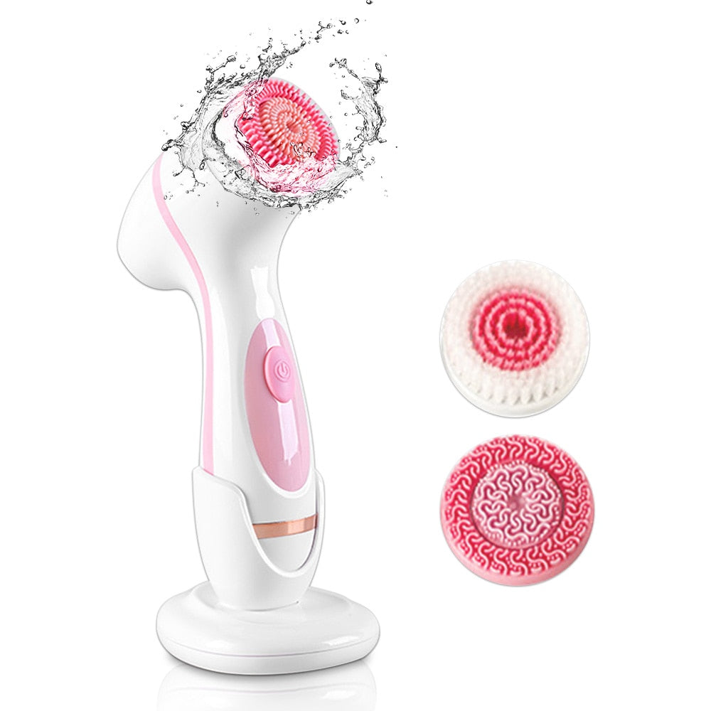 Electric Cleansing Brush 3 In 1 Sonic Rotating Cleansing Brush Galvanic Facial Spa System Deeply Clean Remove Blackheads Tool