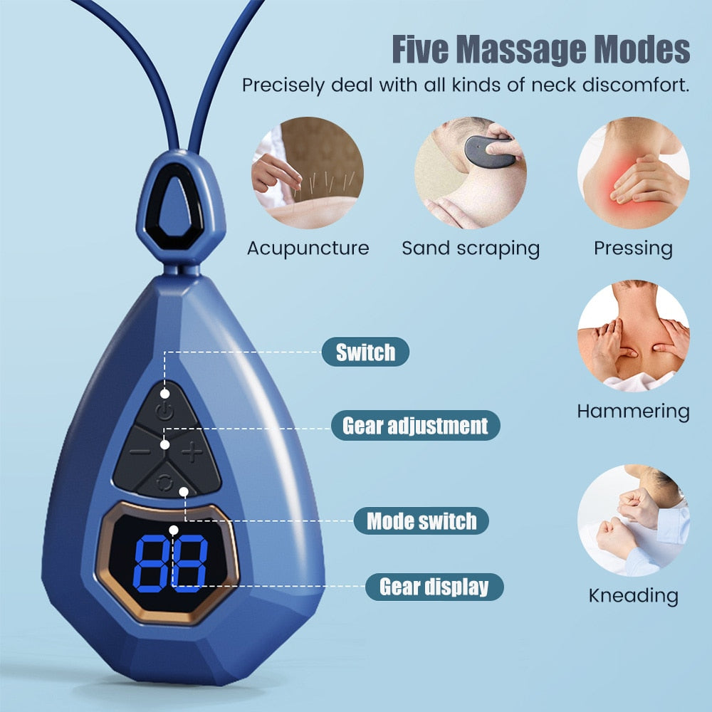 Massageador de pescoço pendurado recarregável EMS TENS Cervical Back and Neck Massager Pulso 3d Aquecimento Ombro Ferramentas de massagem Dropshipping