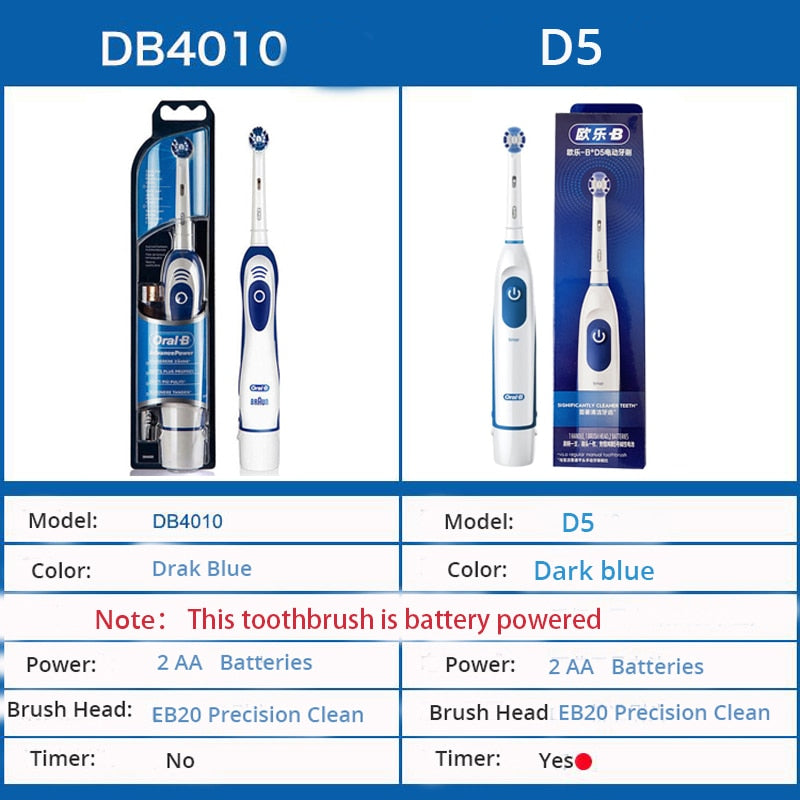 Oral B escova de dentes elétrica rotação dentes limpos escova de dentes adulto DB4010 escova de dentes elétrica com 4 cabeças de reposição extras