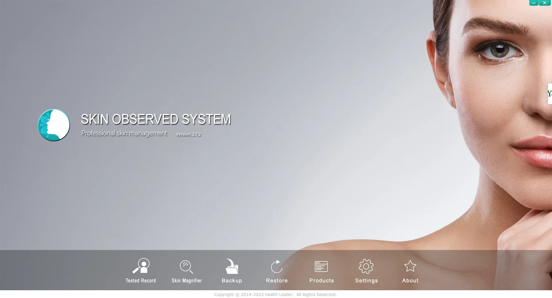 Advanced facial scanner for professional skin analysis with backup and restore features.