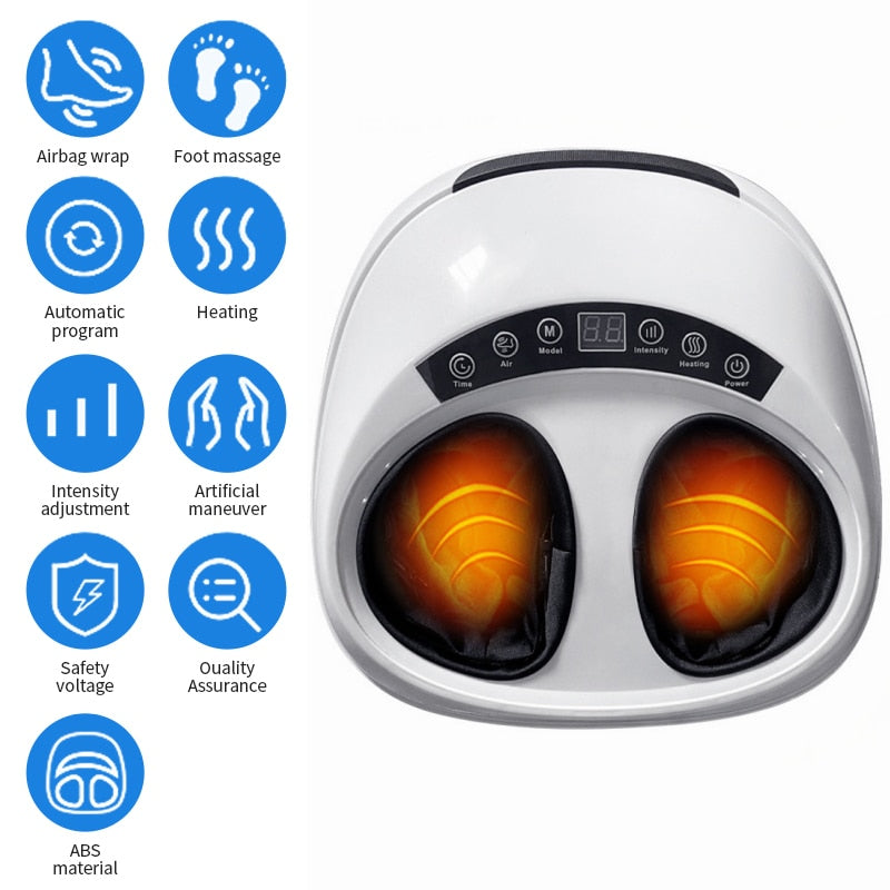 Jinkairui 220V Electric Antistress 3D Shiatsu Kneading Air Pressure Foot Massager Infrared Foot Care Machine Heating Deep Relax