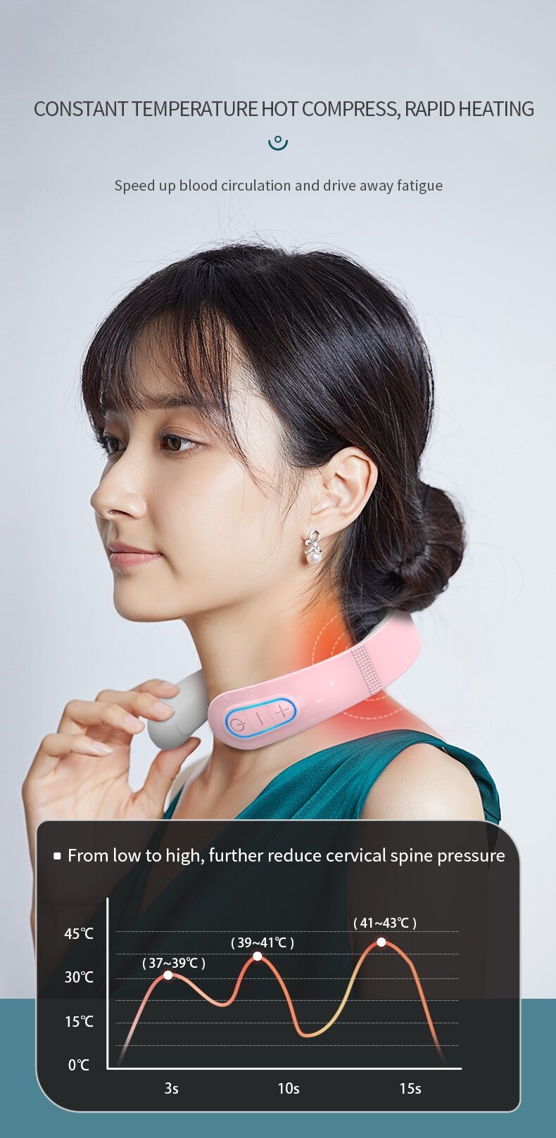 MUKASI Smart Neck Massager EMS Pulse Massager TENS Wireless Heat Cervical Vertebra Relax Muscle Pain Kneading Massage Machine