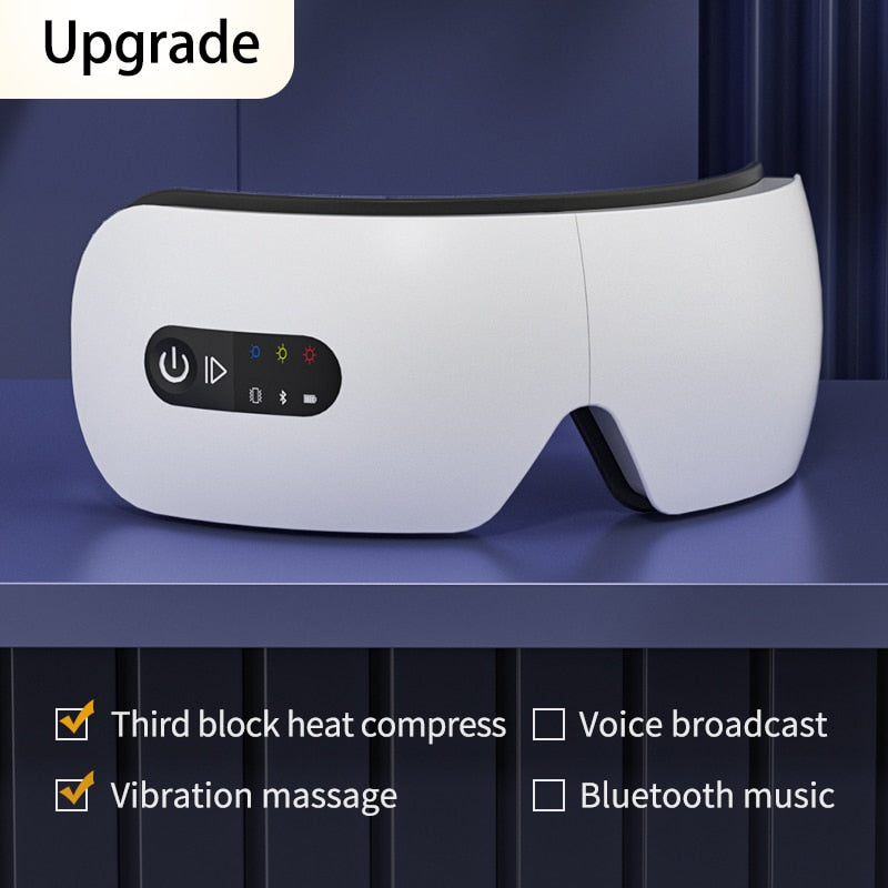 Massageador para os olhos Airbag Massagem por vibração Compressa quente Bluetooth Música Proteção para os olhos Aliviar a fadiga Display LED Criança ou adulto