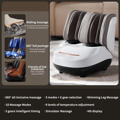 Jinkairui 220V Electric Antistress 3D Shiatsu Kneading Air Pressure Foot Massager Infrared Foot Care Machine Heating Deep Relax