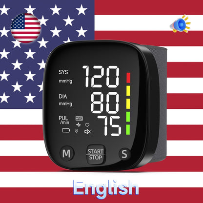 Yongrow New LED Wrist Blood Pressure Monitor Rechargeable English/Russian Voice Broadcast Sphygmomanometer Tonometer  BP Monitor