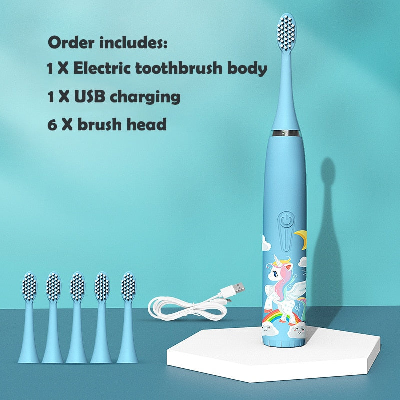 Sonic Electric Toothbrush for Children Kids cleaning teeth whitening Rechargeable water proof Replace The Tooth Brush Head