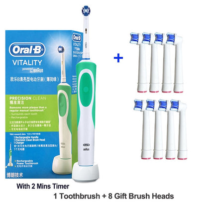 Oral B Electric Toothbrush 2D Rotary Vibration Clean Charging Tooth Brush Cross Action Bristle Oral Care 4 Gift Brush Heads Free