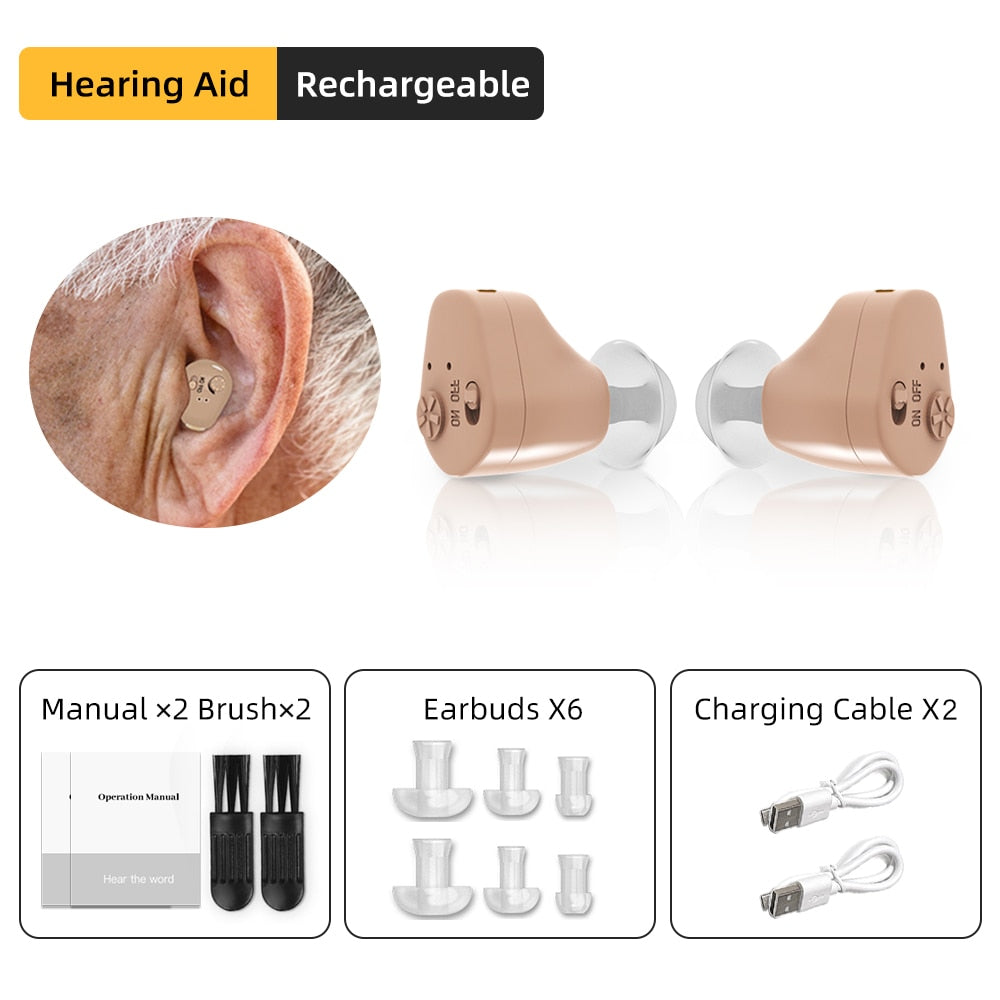 Hearing Aids Rechargeable Sound Amplifier Hearing Aid for the Deafness Behind Ear Adjustable Amplifier Speaker Amplified