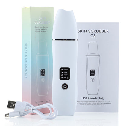 Ultrasonic Skin Scrubber Peeling Shovel EMS Microcorrente Íon Acne Removedor de Cravos Facial Limpeza Profunda Dispositivos de Levantamento Facial