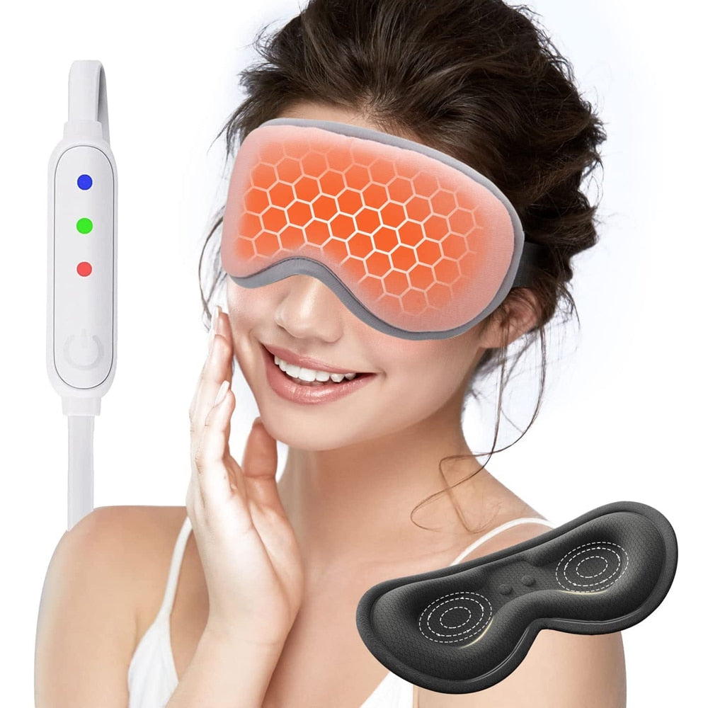 Reusable USB Electric Heated Eyes Mask Hot Compress Warm Therapy Eye Care Massager Relieve Tired Eyes Dry Eyes Sleep Blindfold