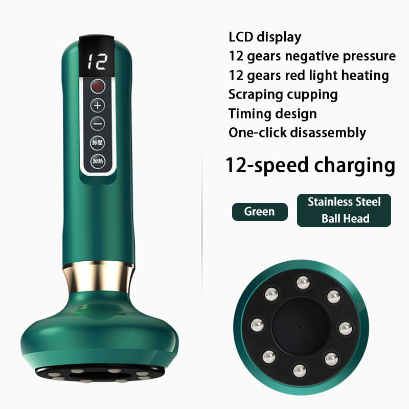 LCD display 12 gears negative pressure 12-speed charging Stainless Steel Green