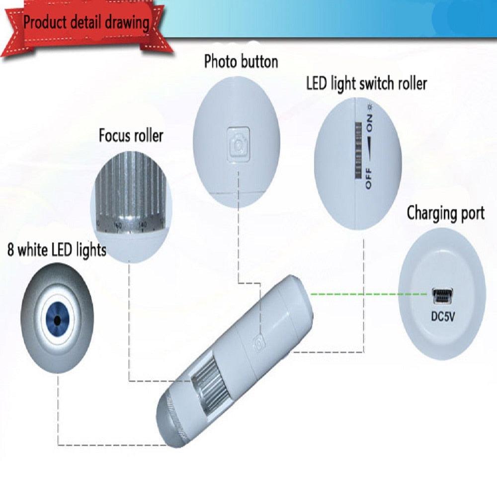 Analisador de testador de pele digital sem fio especial USB Connective Handled Skin Scanning Machine para análise de pele