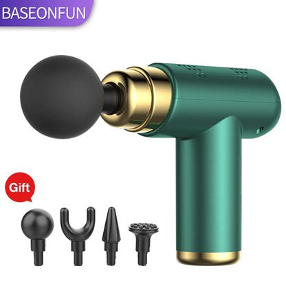 BASEONFUN Portable Massage Gun Percussion Pistol Massager For Body Neck Deep Tissue Muscle Relaxation Gout Pain Relief