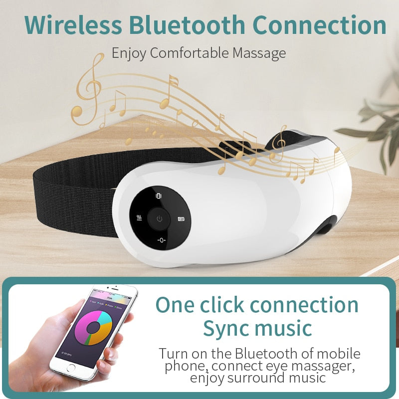 Airbag inteligente Vibração Massageador para os olhos Aquecimento Bluetooth Música Cuidados com os olhos Instrumen Compressa quente alivia a fadiga e as olheiras