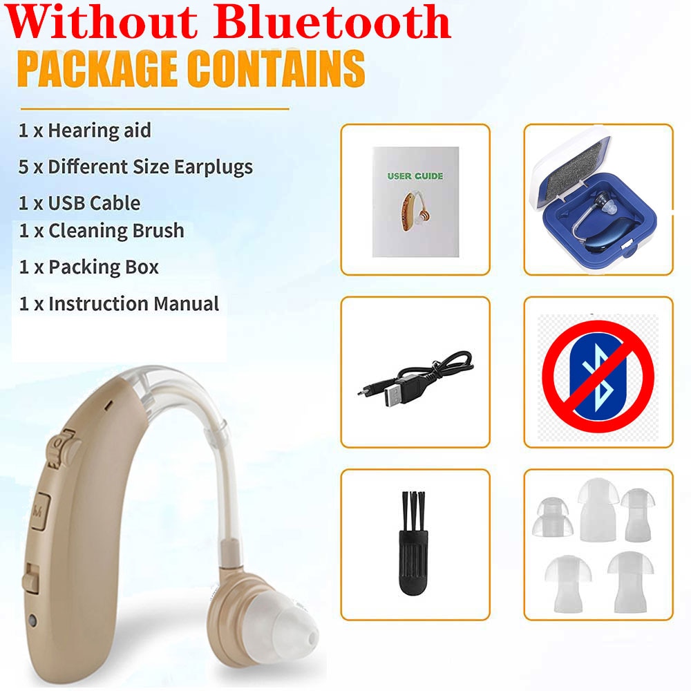 Without Bluetooth PACKAGE CONTAINS 1X Hearing aid 5 