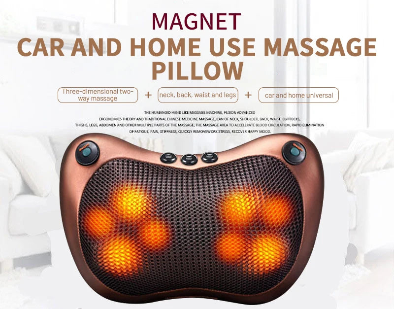 Relax with our 3D massage pillow, targeting neck, back, waist, and legs for ultimate relaxation.