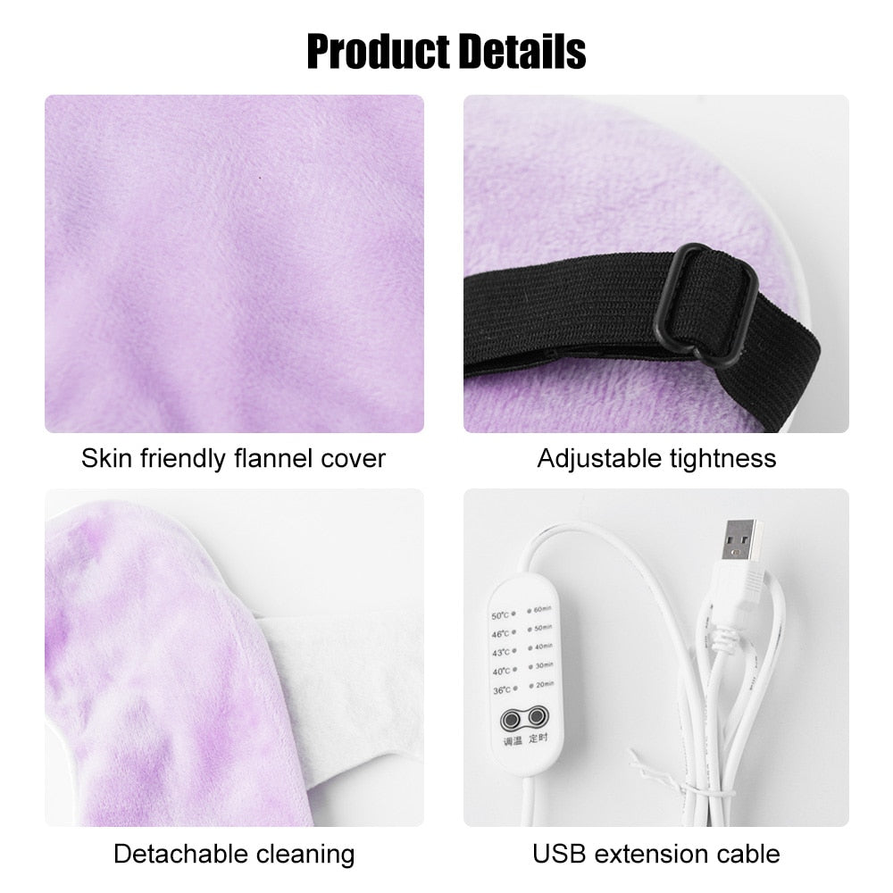 Heated Eye Mask,USB Eye Mask for Dry Eyes with Temperature &amp; Timer Control, Warm Compress Heating Pad for Sleep Dark Circles