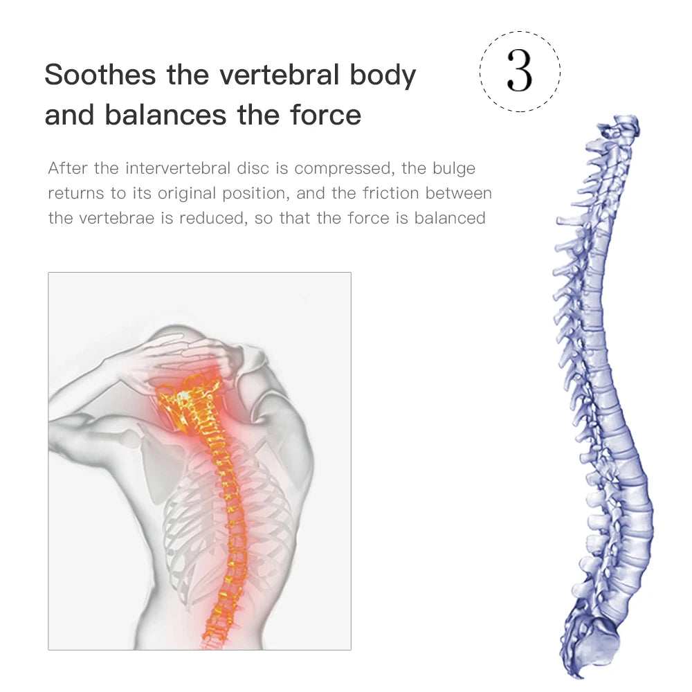 Massages the spine to release tension, reduce friction, and promote balance.