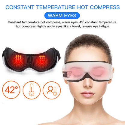 Massageador de olhos inteligente com vibração de calor bluetooth música airpress massagem melhorar a visão treinamento de olho elétrico relaxar instrumento