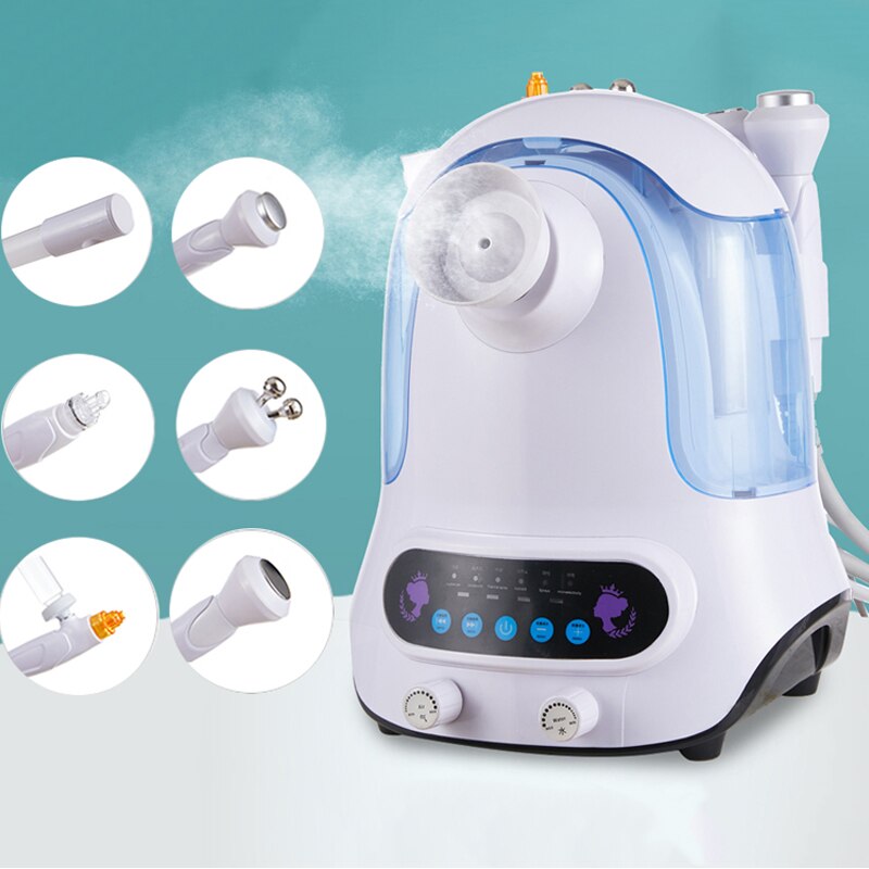 6IN1 Hydrogen Oxygen Small Bubble Facial Beauty Hot Cold Facial Steamer Spray Hydrafacial Deep Cleansing RF Bio-Lifting Machine