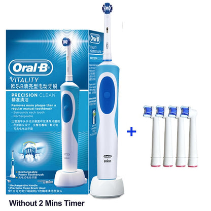 Oral B Electric Toothbrush 2D Rotary Vibration Clean Charging Tooth Brush Cross Action Bristle Oral Care 4 Gift Brush Heads Free