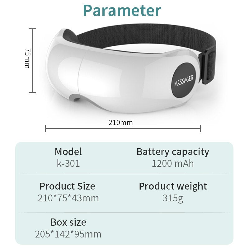 Airbag inteligente Vibração Massageador para os olhos Aquecimento Bluetooth Música Cuidados com os olhos Instrumen Compressa quente alivia a fadiga e as olheiras