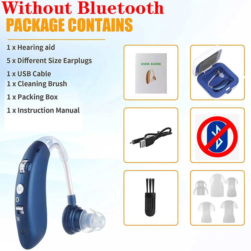 Without Bluetooth PACKAGE CONTAINS 1X Hearing aid 5 