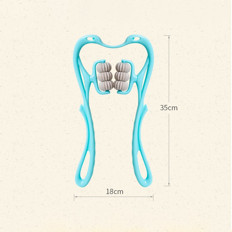 Masajeador de cuello Manual para terapia de puntos de presión, cuello de seis ruedas, Clip de sujeción, rodillo de masaje corporal para hombro Cervical, cuidado de la salud