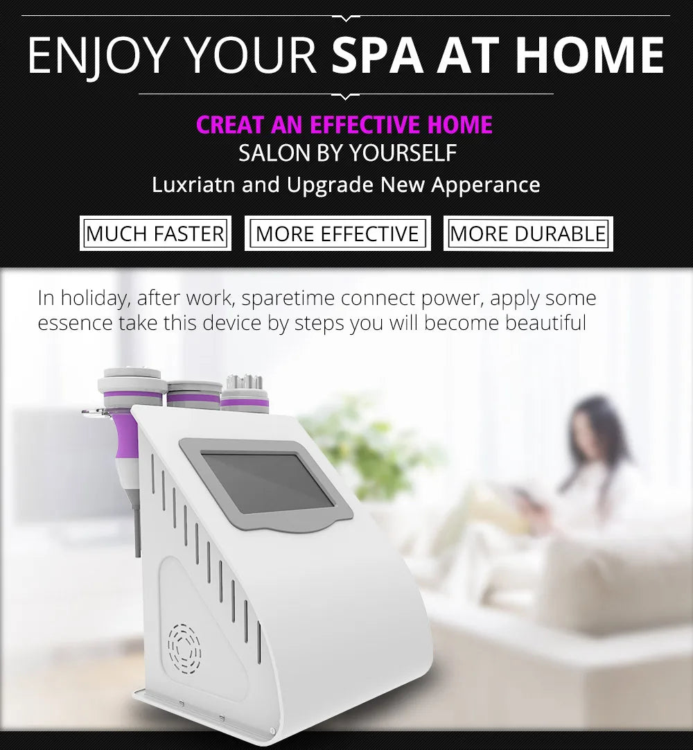 Indulge in a luxurious spa experience at home with this 5-in-1 cavitation machine.