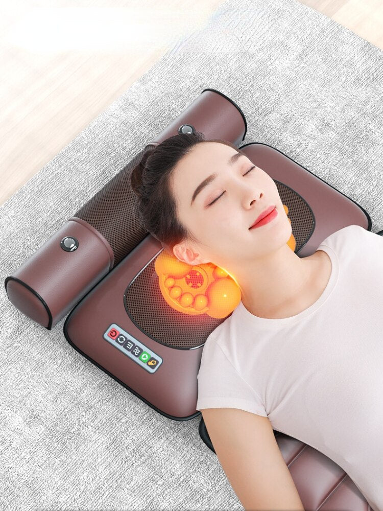 Moxibustion Magnet Therapy Vibrating Kneading Mat Electric Massage Mattress for Neck Back Foot Full Body Pain Relief Relaxation