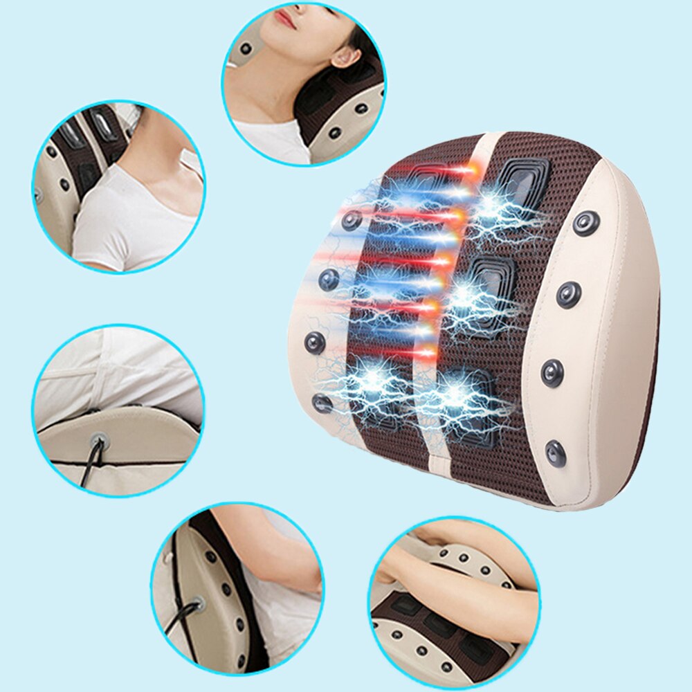 Oreiller de Massage électrique multifonction Relaxation du corps masseur cervical et dorsal chauffage gonflable Vibration soulagement de la douleur au dos