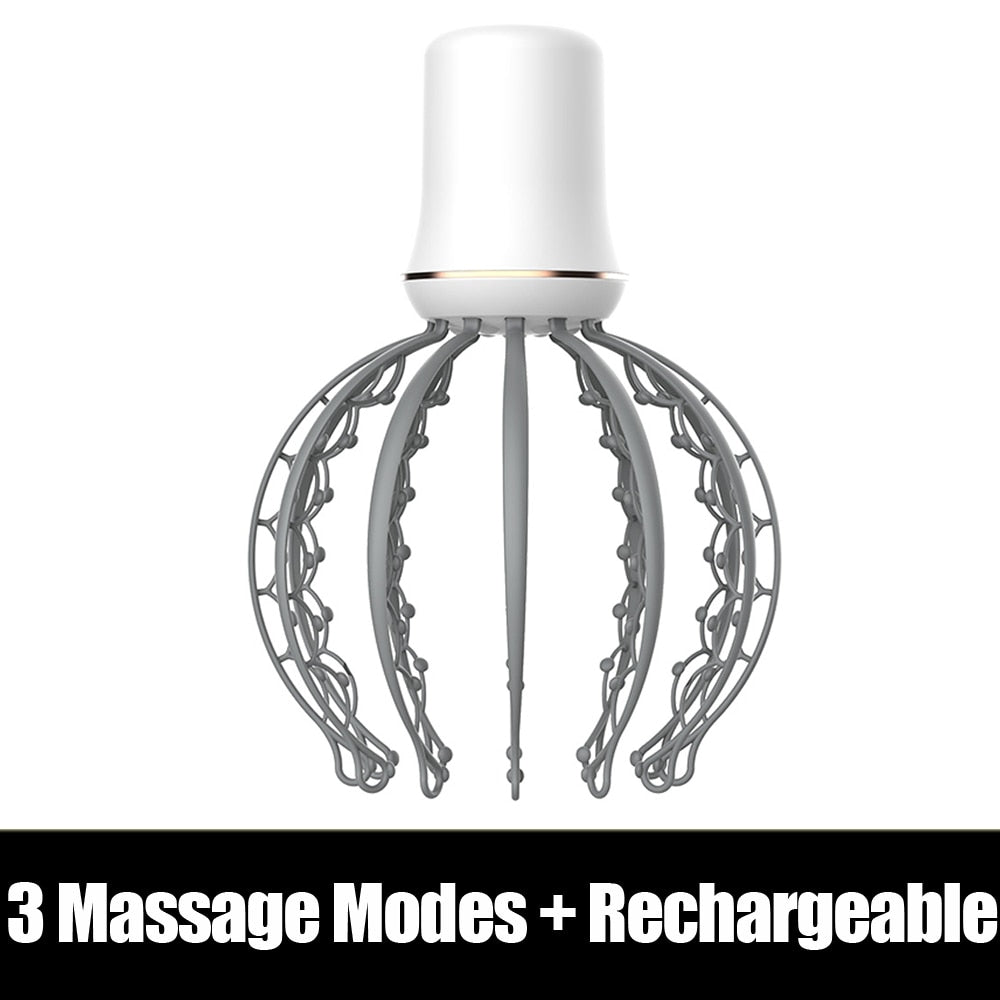 Electric Octopus Claw Scalp Massager Hands Free Therapeutic Head Scratcher Relief Hair Stimulation Rechargable Stress Relief